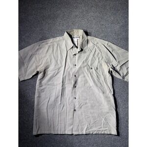 Untied‎ Button Down Shirt Mens Large Grey Excellent Short Sleeve Micro Check